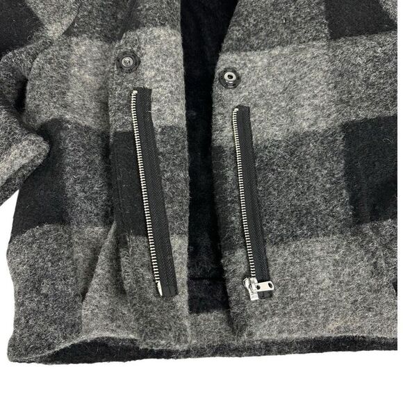 Zara Girls Black Buffalo Plaid Collarless Jacket size 7 - Picture 9 of 14